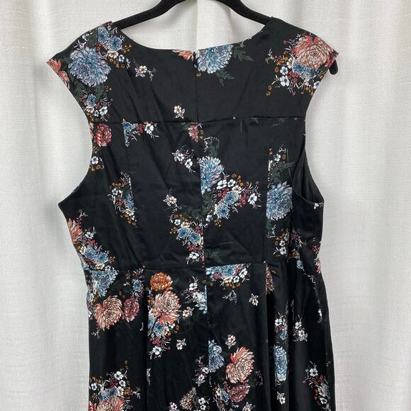 Torrid Black Floral Sleeveless Fit&Flare Party Dress Sz.18W NWT - Picture 9 of 14